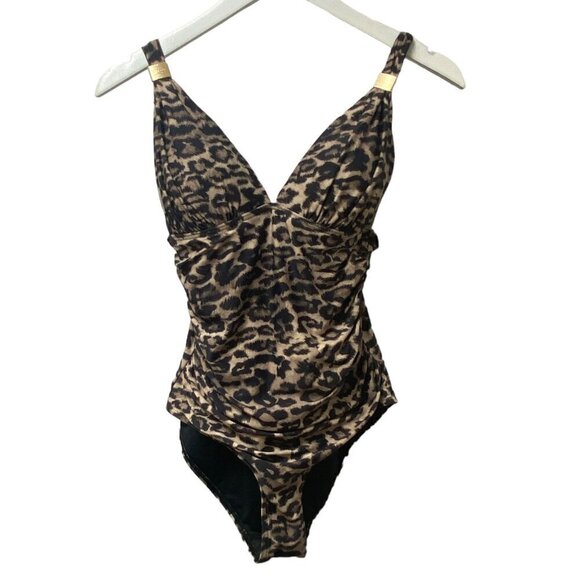 NIP AND TUCK Swimsuit Size 6 Leopard Print One-Piece Slimming Womens Swimwear - Picture 6 of 10